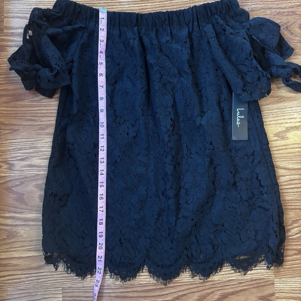 NEW Lulus Black Lace Off The Shoulder Top Sz Small Romantic Bardot Floral Dressy - Picture 6 of 10